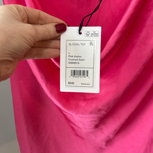 Theory Women's Pink Sleeveless Cowl-Neck Blouse, Size L - Picture 6 of 7